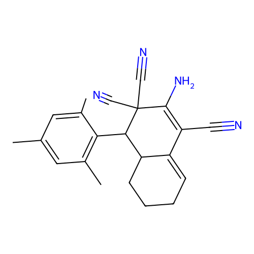 2-amino-4-mesityl-4a,5,6,7-tetrahydro-1,3,3(4H)-naphthalenetricarbonitrile structure