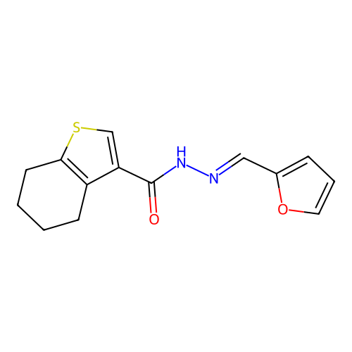 N-[(E)-furan-2-ylmethylideneamino]-4,5,6,7-tetrahydro-1-benzothiophene-3-carboxamide structure