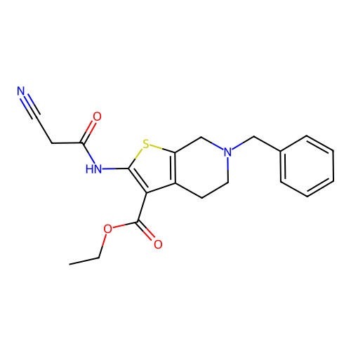 ethyl 6-benzyl-2-(2-cyanoacetamido)-4,5,6,7-tetrahydrothieno[2,3-c]pyridine-3-carboxylate structure