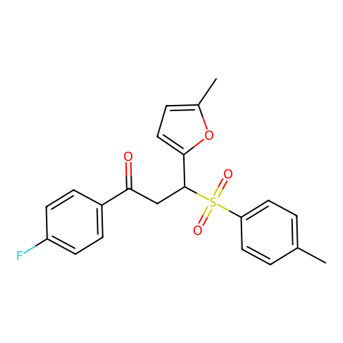 1-(4-Fluorophenyl)-3-(5-methylfuran-2-yl)-3-tosylpropan-1-one structure