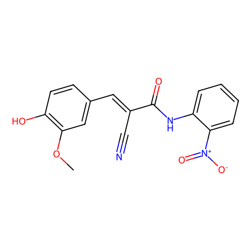 (2E)-2-cyano-3-(4-hydroxy-3-methoxyphenyl)-N-(2-nitrophenyl)prop-2-enamide structure