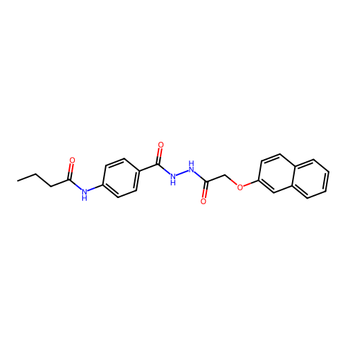 N-[4-({2-[(2-naphthyloxy)acetyl]hydrazino}carbonyl)phenyl]butanamide structure