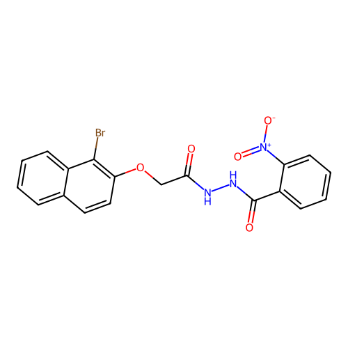 N'-{[(1-bromonaphthalen-2-yl)oxy]acetyl}-2-nitrobenzohydrazide structure