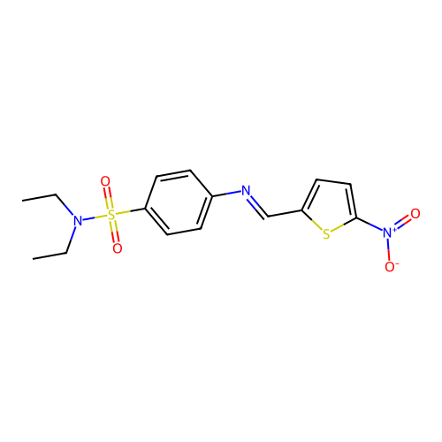 N,N-diethyl-4-[(5-nitrothiophen-2-yl)methylideneamino]benzenesulfonamide structure