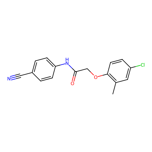 2-(4-chloro-2-methylphenoxy)-N-(4-cyanophenyl)acetamide structure