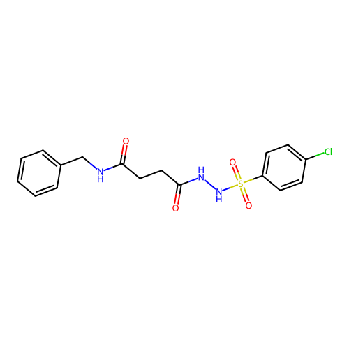 N-benzyl-4-{2-[(4-chlorophenyl)sulfonyl]hydrazino}-4-oxobutanamide structure