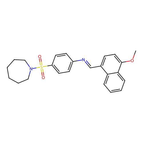 4-(1-azepanylsulfonyl)-N-[(4-methoxy-1-naphthyl)methylene]aniline structure