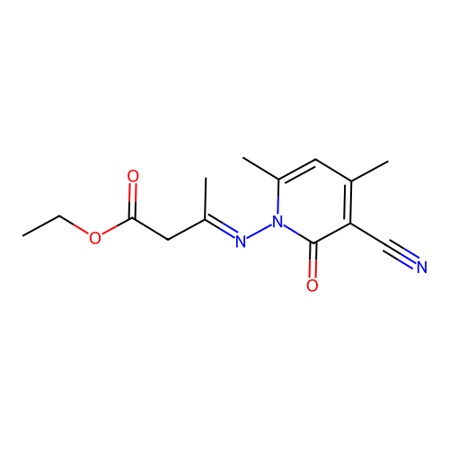 ethyl (3E)-3-[(3-cyano-4,6-dimethyl-2-oxopyridin-1(2H)-yl)imino]butanoate structure