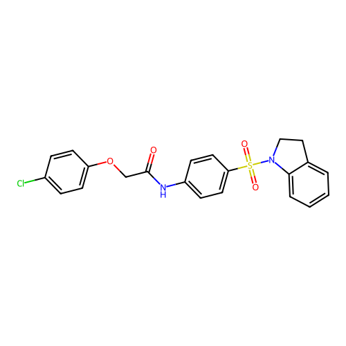 2-(4-chlorophenoxy)-N-[4-(2,3-dihydro-1H-indol-1-ylsulfonyl)phenyl]acetamide structure