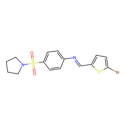 1-(5-bromothiophen-2-yl)-N-(4-pyrrolidin-1-ylsulfonylphenyl)methanimine structure
