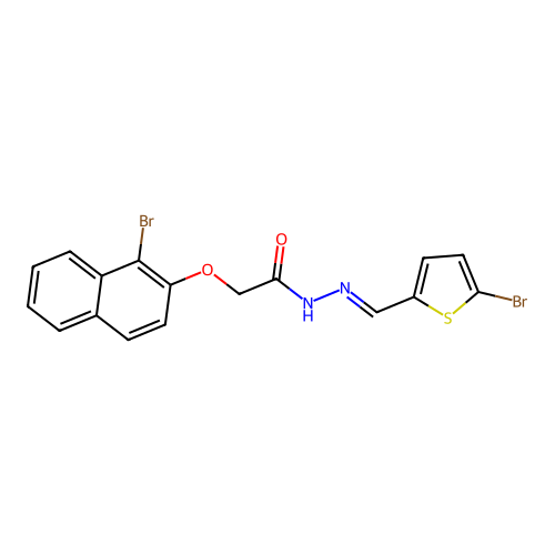 2-[(1-bromo-2-naphthyl)oxy]-N'-[(5-bromo-2-thienyl)methylene]acetohydrazide structure