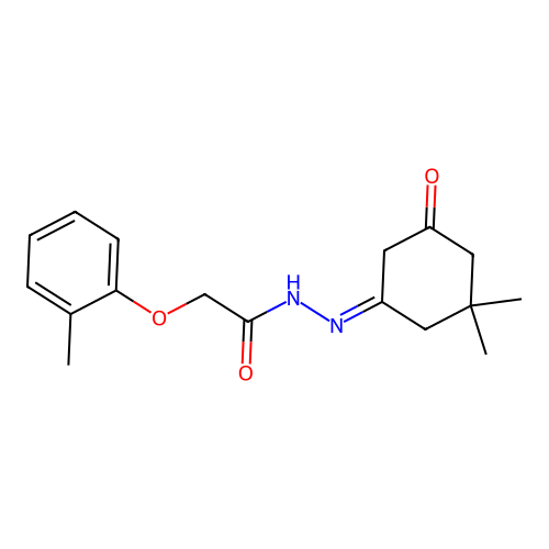 N'-(3,3-dimethyl-5-oxocyclohexylidene)-2-(2-methylphenoxy)acetohydrazide structure