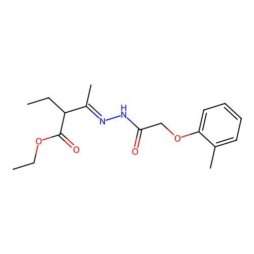 ethyl (3E)-2-ethyl-3-[[2-(2-methylphenoxy)acetyl]hydrazinylidene]butanoate structure