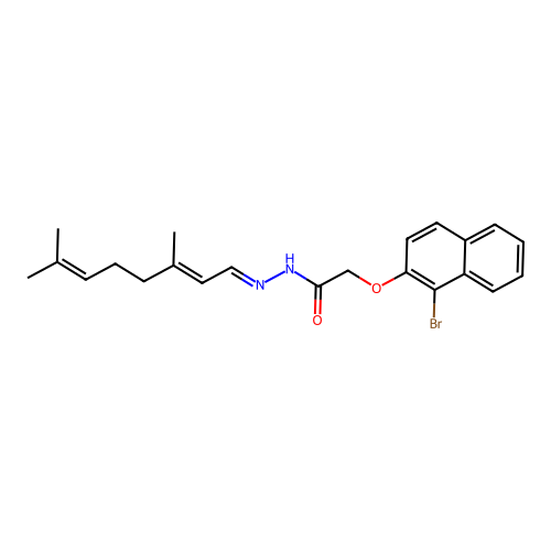 2-(1-bromonaphthalen-2-yl)oxy-N-(3,7-dimethylocta-2,6-dienylideneamino)acetamide structure