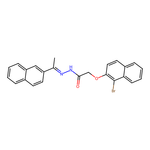 2-[(1-bromo-2-naphthyl)oxy]-N'-[1-(2-naphthyl)ethylidene]acetohydrazide structure