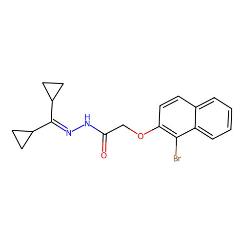 2-[(1-bromonaphthalen-2-yl)oxy]-N'-(dicyclopropylmethylidene)acetohydrazide structure
