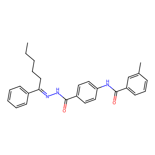 3-methyl-N-(4-{[2-(1-phenylhexylidene)hydrazino]carbonyl}phenyl)benzamide structure