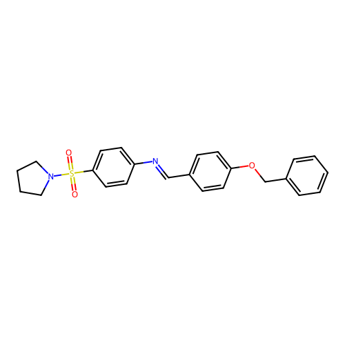 N-{(E)-[4-(benzyloxy)phenyl]methylidene}-4-(pyrrolidin-1-ylsulfonyl)aniline structure