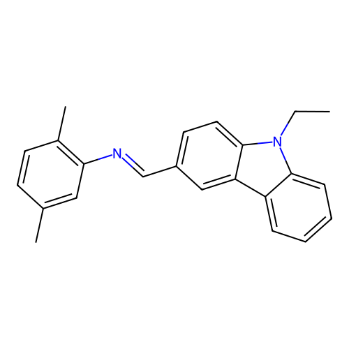 N-(2,5-dimethylphenyl)-1-(9-ethylcarbazol-3-yl)methanimine structure