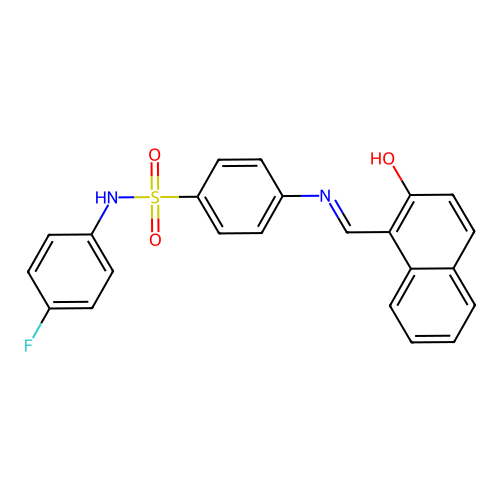 N-(4-fluorophenyl)-4-[(2-oxonaphthalen-1-ylidene)methylamino]benzenesulfonamide structure