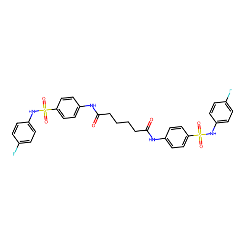 N,N'-bis{4-[(4-fluorophenyl)sulfamoyl]phenyl}hexanediamide structure