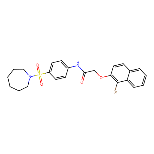 N-[4-(1-azepanylsulfonyl)phenyl]-2-[(1-bromo-2-naphthyl)oxy]acetamide structure