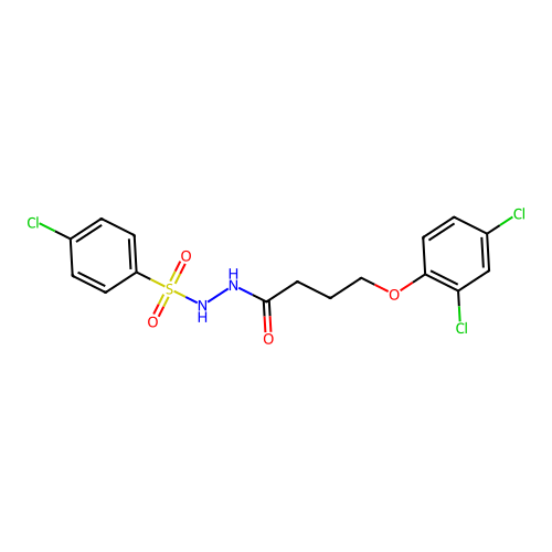 4-chloro-N'-[4-(2,4-dichlorophenoxy)butanoyl]benzenesulfonohydrazide structure