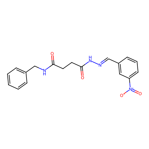 N-benzyl-4-[(2E)-2-(3-nitrobenzylidene)hydrazinyl]-4-oxobutanamide structure