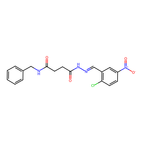 N-benzyl-4-(2-{2-chloro-5-nitrobenzylidene}hydrazino)-4-oxobutanamide structure