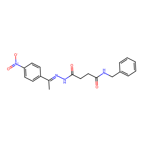 N-benzyl-4-{(2E)-2-[1-(4-nitrophenyl)ethylidene]hydrazino}-4-oxobutanamide structure