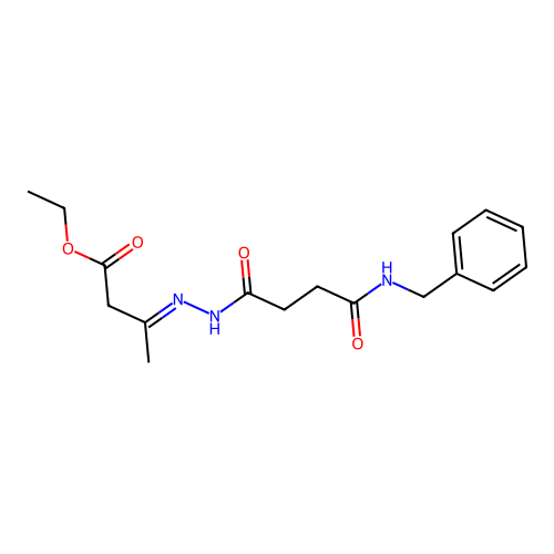 Ethyl 3-{[4-(benzylamino)-4-oxobutanoyl]hydrazono}butanoate structure