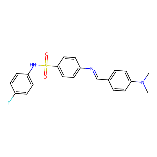 4-{[4-(dimethylamino)benzylidene]amino}-N-(4-fluorophenyl)benzenesulfonamide structure