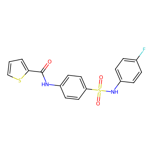 N-[4-[(4-fluorophenyl)sulfamoyl]phenyl]thiophene-2-carboxamide structure