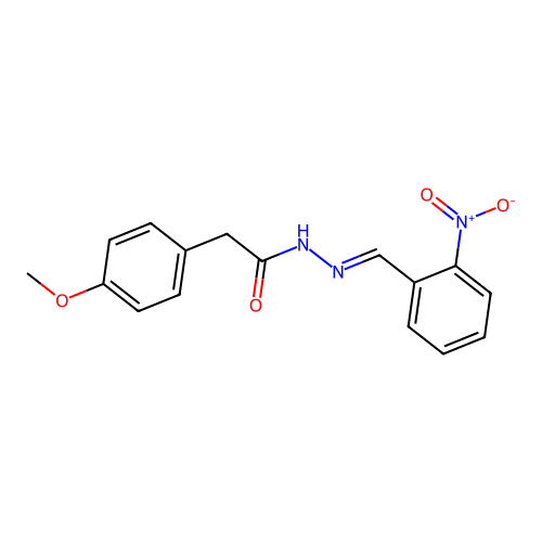 2-(4-methoxyphenyl)-N'-(2-nitrobenzylidene)acetohydrazide structure