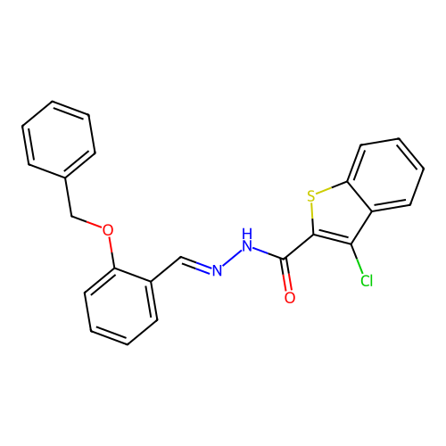 N'-[2-(benzyloxy)benzylidene]-3-chloro-1-benzothiophene-2-carbohydrazide structure