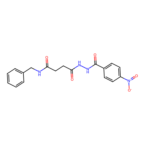 N-benzyl-4-(2-{4-nitrobenzoyl}hydrazino)-4-oxobutanamide structure