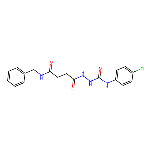 2-[4-(benzylamino)-4-oxobutanoyl]-N-(4-chlorophenyl)hydrazinecarboxamide structure