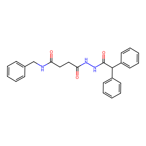N-benzyl-4-[2-(diphenylacetyl)hydrazino]-4-oxobutanamide structure