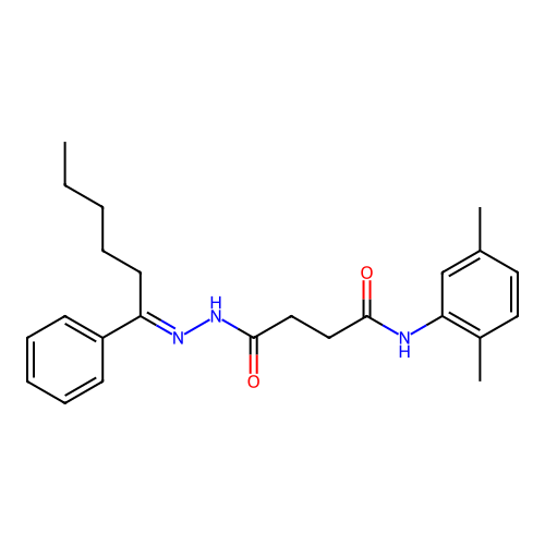 N-(2,5-dimethylphenyl)-4-oxo-4-[2-(1-phenylhexylidene)hydrazino]butanamide structure