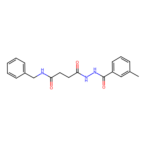 N-benzyl-4-[2-(3-methylbenzoyl)hydrazino]-4-oxobutanamide structure