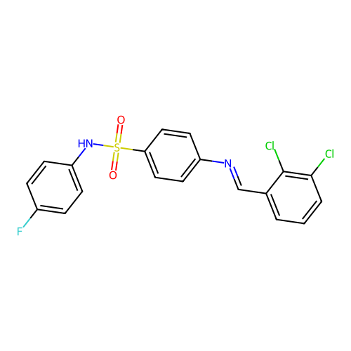 4-[(2,3-dichlorobenzylidene)amino]-N-(4-fluorophenyl)benzenesulfonamide structure