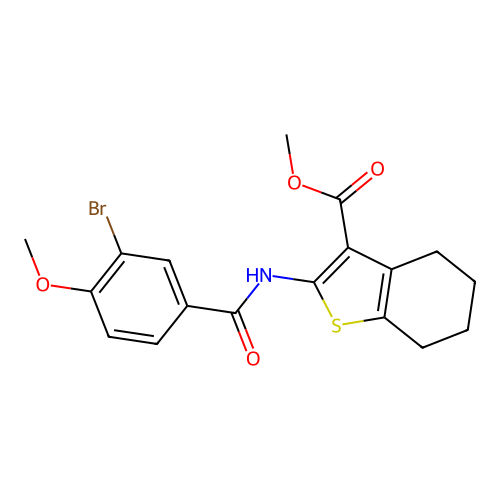 methyl 2-[(3-bromo-4-methoxybenzoyl)amino]-4,5,6,7-tetrahydro-1-benzothiophene-3-carboxylate structure