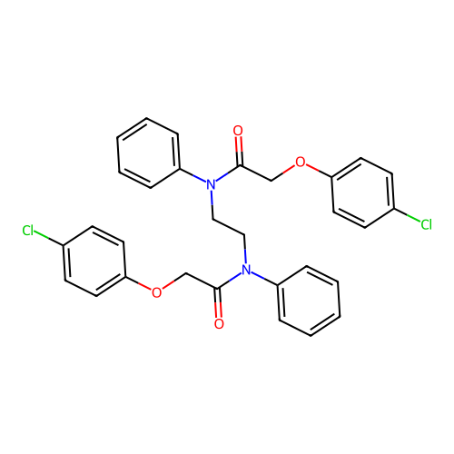 N,N'-1,2-ethanediylbis[2-(4-chlorophenoxy)-N-phenylacetamide] structure