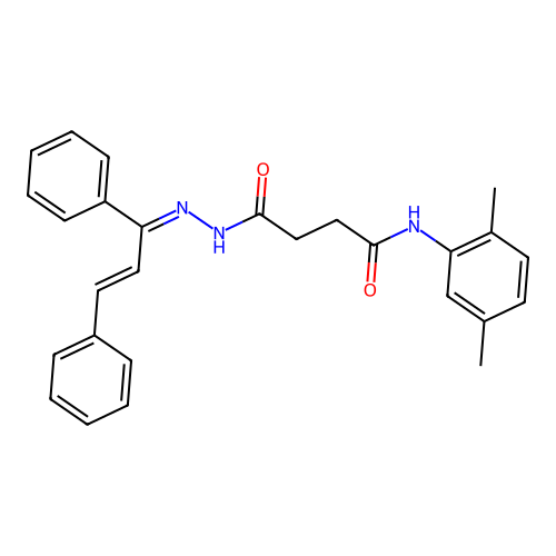 N-(2,5-dimethylphenyl)-4-[2-(1,3-diphenyl-2-propen-1-ylidene)hydrazino]-4-oxobutanamide structure