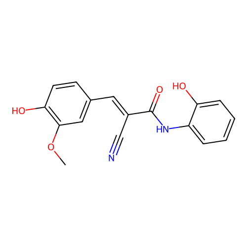 (2E)-2-cyano-3-(4-hydroxy-3-methoxyphenyl)-N-(2-hydroxyphenyl)prop-2-enamide structure