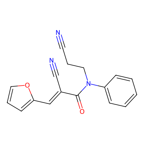 (2E)-2-cyano-N-(2-cyanoethyl)-3-(furan-2-yl)-N-phenylprop-2-enamide structure