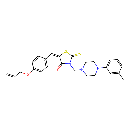3-{[4-(3-Methylphenyl)piperazinyl]methyl}-5-[(4-prop-2-enyloxyphenyl)methylene]-2-thioxo-1,3-thiazolidin-4-one structure