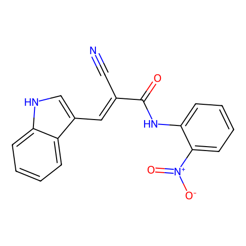 (E)-2-cyano-3-(1H-indol-3-yl)-N-(2-nitrophenyl)acrylamide structure