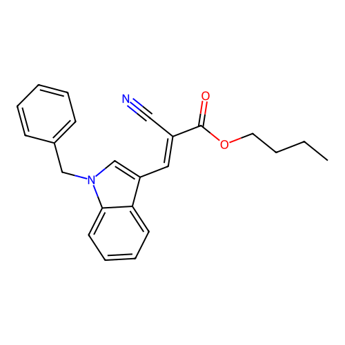 butyl (2E)-3-(1-benzyl-1H-indol-3-yl)-2-cyanoprop-2-enoate structure