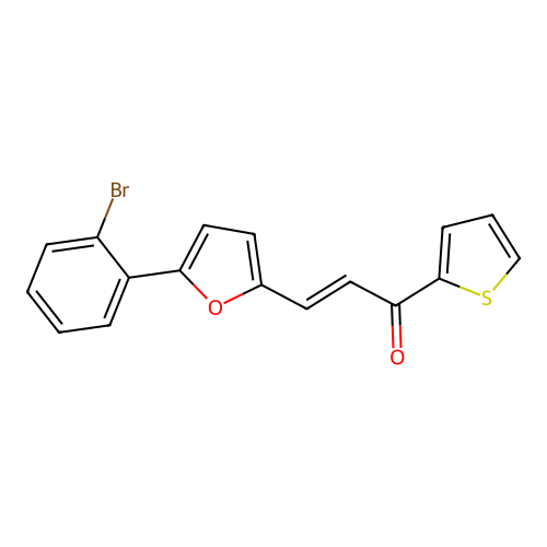 (E)-3-(5-(2-bromophenyl)furan-2-yl)-1-(thiophen-2-yl)prop-2-en-1-one structure